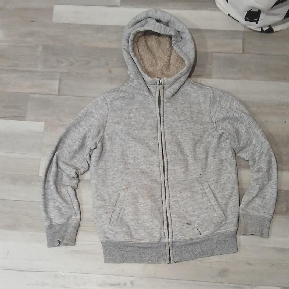 Uniqlo Heather Gray Sherpa-Lined Hoodie